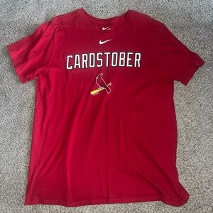 St. Louis Cardinals Cardstober The Nike Tee Center Swoosh Red T-Shirt Sz XL